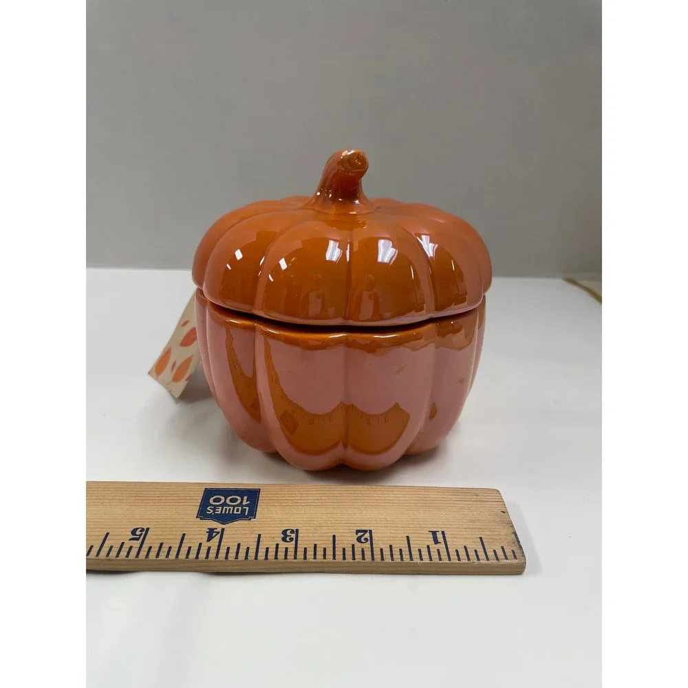 10 Strawberry Street Whimsical Cupboard Orange Iridescent Pumpkin Canister Jar